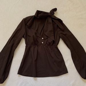 brown milkmaid puffy sleeve top🤎